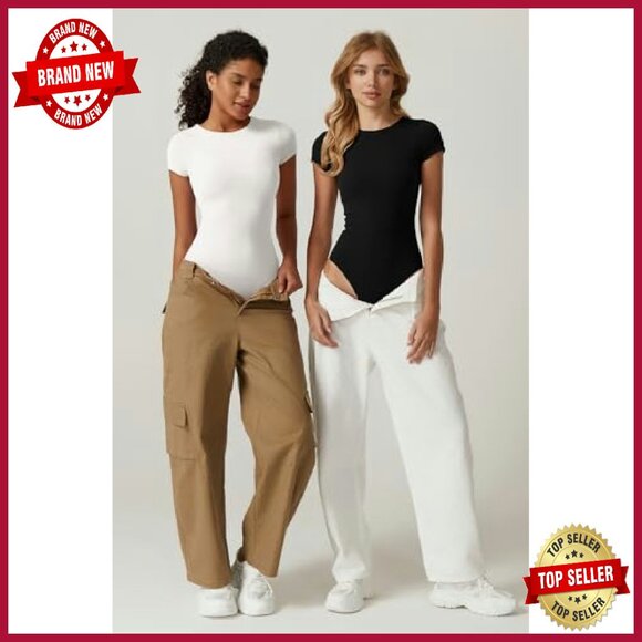 Double Lined Crew Neck Bodysuit Slim Fit Polyamide Stretch - Picture 6 of 7